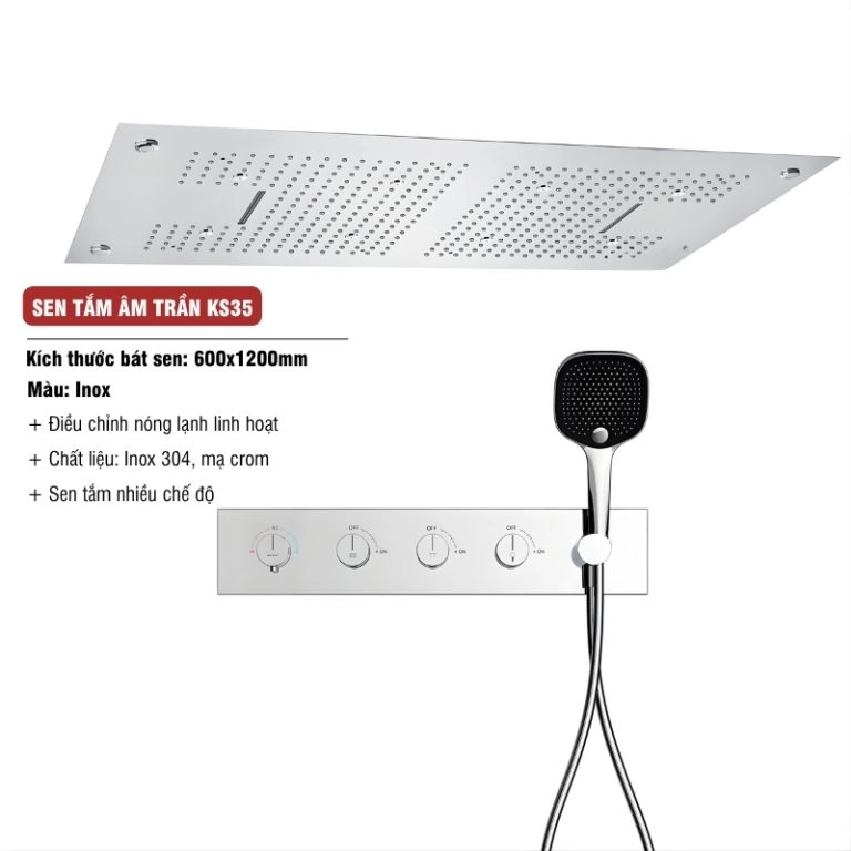 Sen tắm âm trần cao cấp KS35 KT600x1200mm